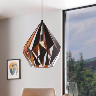 Eglo Eglo Carlton 1 Black & Copper Geometric Pendant Light