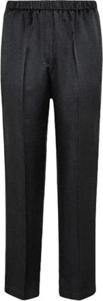 Forte_Forte Broek van viscose-linnen - Dames - Straight fit broeken - Zwart - M - Linnen - Broeken