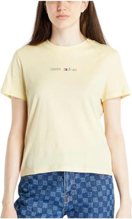 Tommy Hilfiger Logo T-Shirt - Dames - T-shirts - Geel - XS - Katoen - Tops