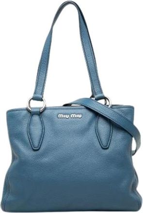Miu Miu Tweedehands leren schoudertassen - Dames - Vintage Schoudertas - Blauw - ONE Size - Vintage