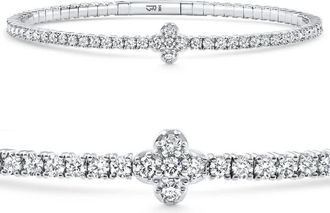 Pompeii3 3.70Ct Diamond Flexible Tennis Bangle Bracelet 14k White Gold Lab Grown