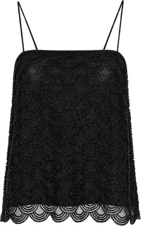 Rotate Black Sequins Straight Neckline Slip Top