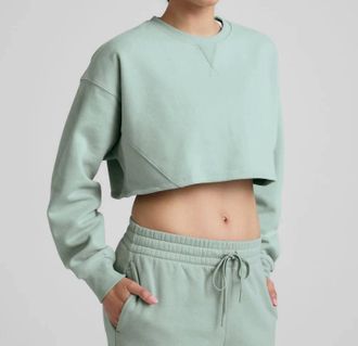 Beyond Yoga Luxefleece Cropped Sweatshirt In Pale Blue