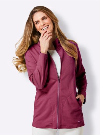 Feel Good Langjacke FEEL GOOD, Damen, Gr. 36/38, lila (malve), 50% Baumwolle, 50% Polyester, unifarben, Jacken Langjacke