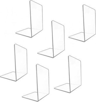 OEM Juego De 6 Sujetalibros, Soporte Para Libros, Atril Para Libros, 18,3 X 12 X 12,1 Cm, Transparente, Acr&iacute;lico, Para Biblioteca, Oficina, Escuela