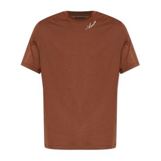 Amiri T-Shirts, male, Brown, Size: 2XL T-Shirt with Embroidered Logo