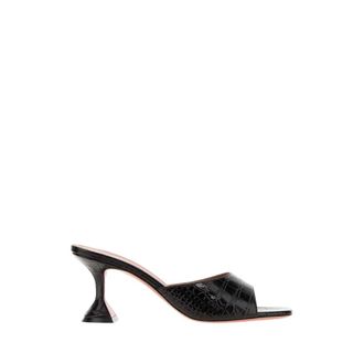 Amina Muaddi Schoenen, Dames, Zwart, 38 1/2 EU, Leer, Lupita Slipper 70