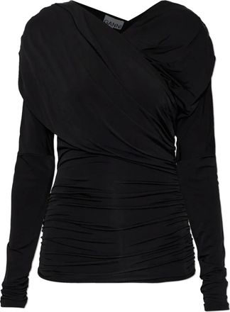 Ganni Top a maniche lunghe drappeggiato - Nero