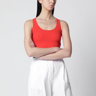 Max Mara Top a coste in filato tecnico rosso corallo