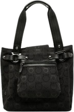 Ferragamo Pre-owned Gancini Canvas Leather Tote Bag - Dames - Vintage Shopper - Zwart - ONE Size - Leer - Vintage