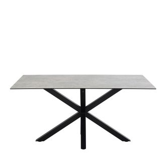 DRAWER Mesa de comedor para 6 personas de cer&aacute;mica y metal - Gris