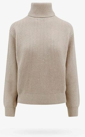 Brunello Cucinelli WomenS Beige Wool Silk Turtleneck Sweater, Size XXS