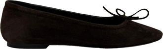 Aeyde Delfina Bow-Detailed Ballet Flats in Brown Suede