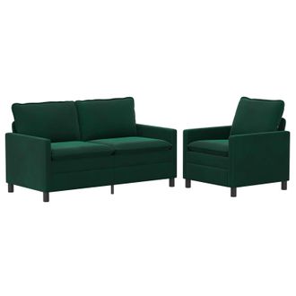 vidaXL Juego De Sof&aacute; 2 Uds. Verde Oscuro Terciopelo Vidaxl