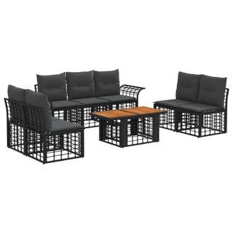 vidaXL Conjunto De Sof&aacute;s De Jard&iacute;n 8 Uds. Negro Y Gris Oscuro Vidaxl