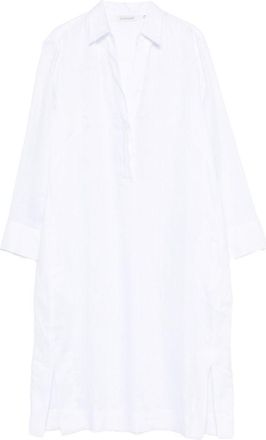 Archivio 67 Archivio 67 Womens V-Neck Side Slits Linen Chemisier Dress