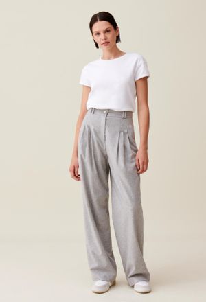 Claudie Pierlot Pantalon large maille gris clair