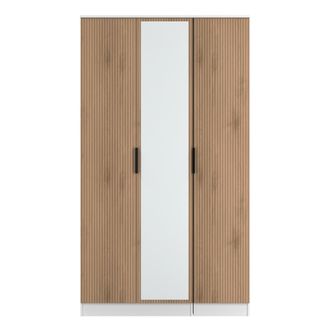 Lewis's Java Tall 3 Door Mirrored Robe in Slatted Effect / White - Ready Assembled - Lewiss Home | TJ Hughes