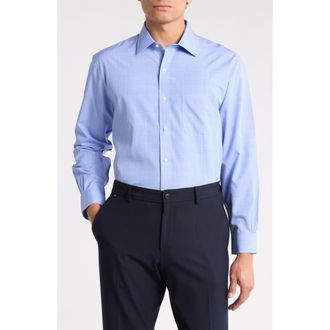 Brooks Brothers Regular Fit Plaid Non-Iron Cotton Dress Shirt in Blue at Nordstrom Rack, Size 17.5 - 34/35