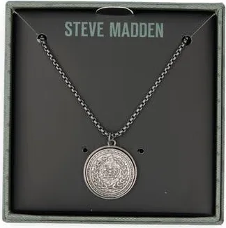 Steve Madden Coin Pendant Necklace in Shiny Rhodium at Nordstrom Rack