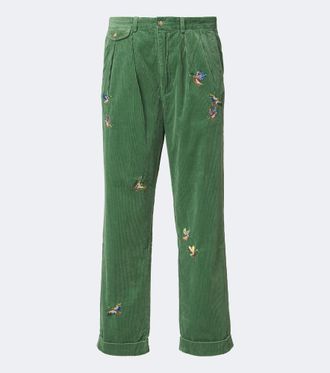 Polo Ralph Lauren Embroidered cotton corduroy straight pants