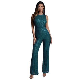 Bebe Womens Sequin Jumpsuit