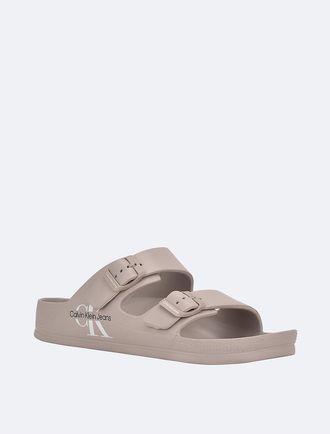 Calvin Klein Mens Mens Zion Double Strap Slide Sandal - White - 10