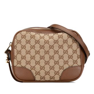 Gucci Pre-owned Womens Gg Supreme Camera Bag Crossbody - Tan Textile - One Size