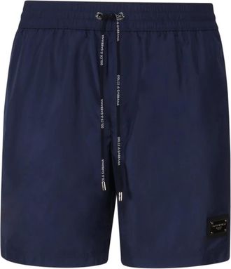 Dolce & Gabbana Zwemshorts halflang met logolabel - Heren - Strandmode - Blauw - S - Polyester - Badmode