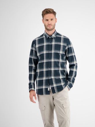 Lerros Karohemd LERROS LERROS Karohemd SLUBCHECK, Damen, Gr. S, Normalgr&ouml;ssen, blau (classic navy), 100% Baumwolle, Hemden Karohemd