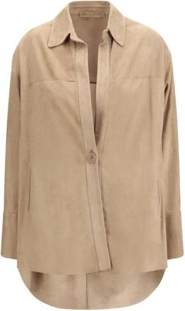 Salvatore Santoro Lamb Ovis Aries Shirt - Dames - Overhemden - Beige - S - Leer - Overhemden