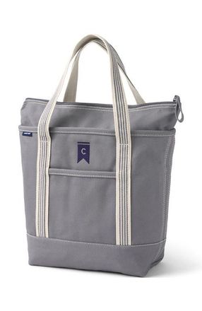 Lands End Zip Top Canvas Tote Bag in Silver Graphite at Nordstrom, Size Medium