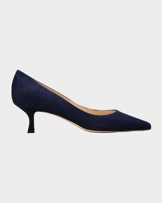 Manolo Blahnik 50mm Srila Suede Kitten Heel Pumps