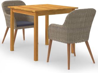 vidaXL Vidaxl - Juego De Comedor Para Jard&iacute;n De 3 Piezas Marr&oacute;n