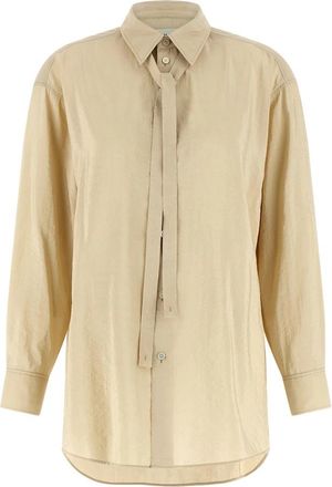Christophe Lemaire Lange zijden blouse met strikdetail - Dames - Overhemden - Beige - S - Overhemden