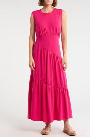 DKNY Gathered Sleeveless Tiered Maxi Dress in Dark Hot Pink at Nordstrom Rack, Size X-Small