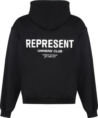 Represent Mens Full-Zip Cotton Hoodie Black Top