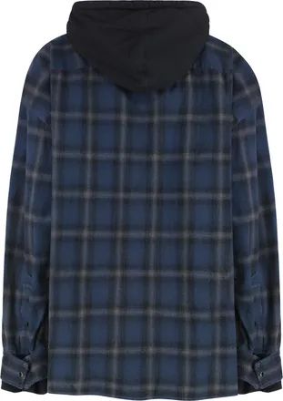 Miharayasuhiro Mens Shirt Check Print Blue Cotton