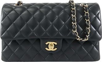 Chanel Borsa a spalla Double Flap in pelle di agnello media 2021 - Nero