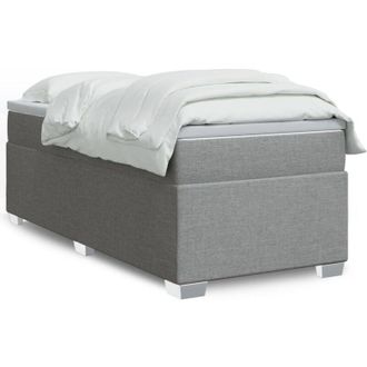 vidaXL Cama Box Spring Con Colch&oacute;n Tela Gris Claro 90x200 Cm Vidaxl