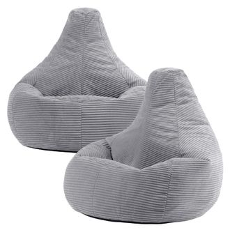 Icon Brand Set de 2 pufs con respaldo alto, pana gris claro