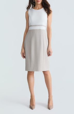 Kasper Colorblock Sheath Dress in Lily White/Smr Stripe at Nordstrom, Size 18