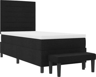 vidaXL Cama Tipo Box Spring Con Colch&oacute;n Negro 90 X 200 Cm Tela Vidaxl