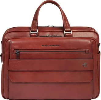 Piquadro Tassen, Heren, Bruin, ONE Size, Leer, Aanpasbare leren laptoptas