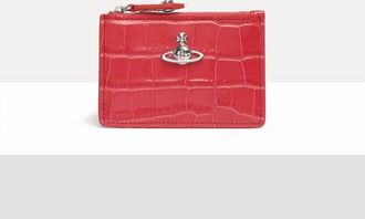 Vivienne Westwood Slim Long Card Holder Emboss Croc Leather Coral One Size Women