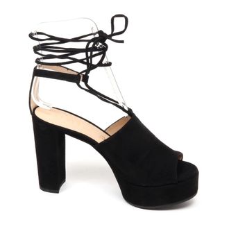 Unisa High Heel Sandals, female, Black, 5 UK, Black Kid Suede Wedge Sandal Shoes