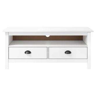 Berkfield Home TV Cabinet Hill White 110x40x47 cm Solid Pine Wood | Size: 110 x 40 x 47 cm