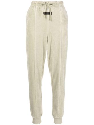 Fear of God drawstring velour track pants - women - Cotton/Nylon - S - Green