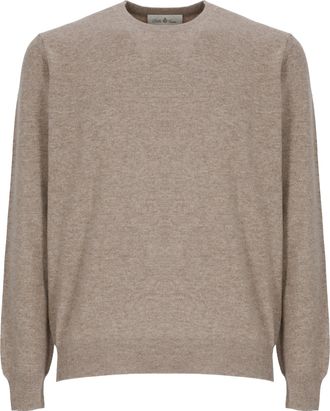 Della Ciana Beige Wool-Blend Crew Neck Sweater