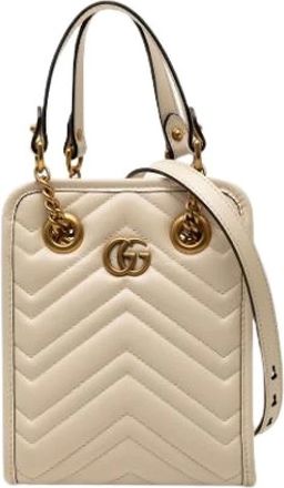 Gucci Pre-owned Mini Bags, female, Beige, Size: ONE SIZE Pre-owned Mini Quilted Satchel